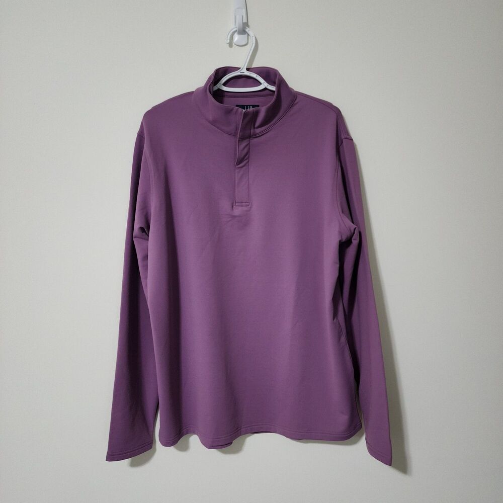 Dunhill Links Men's XL Wool Blend 1/4 Zip Pullover Mauve Mock Neck Pullover Golf